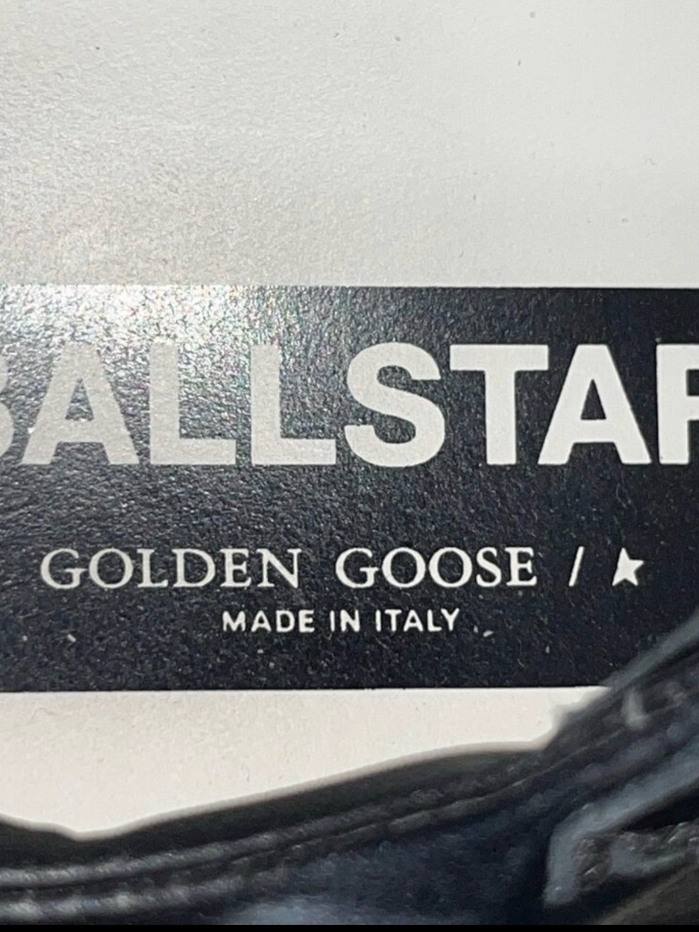 Golden Goose BALLSTAR Black Leather Sneakers Glitter Stars with Beige Soles - Picture 8 of 15